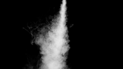 Wall Mural - Abstract white smoke animation on a black background. Smoke, steam, explosion, fire, puff, steady vapors. Realistic smoke cloud from up and button with floating fog. Best for using in composition.