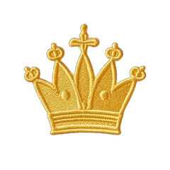 cute crown embroidery patch isolated on transparent background. cute decoration for clothes and acce