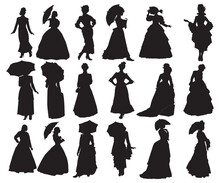 Victorian Woman EPS, Victorian Woman Silhouette Clipart, Vintage Lady Silhouette Cutting File EPS, Victorian Lady EPS