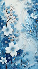 Sticker - a blue and white flowers