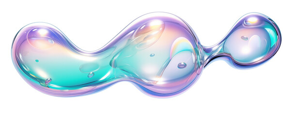 Colorful liquid bubbles, 3d render, isolated on transparent background. Generative AI