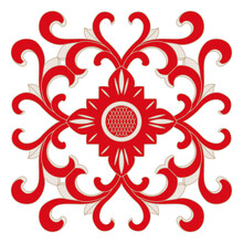 Red White Symmetrical Floral Design Pattern. Floral Intricate Detailed Ornate Abstract Art Background. Wallpaper, Decoration, Graphics, Vector, Illustration.