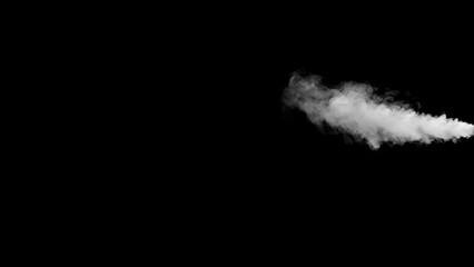 Wall Mural - Abstract white smoke animation on a black background. Smoke, steam, explosion, fire, puff, steady vapors. Realistic smoke cloud from up and button with floating fog. Best for using in composition.