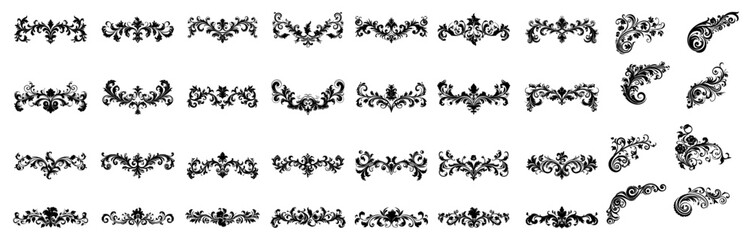 Wall Mural - mega set of flamboyant victorian style border and corner.