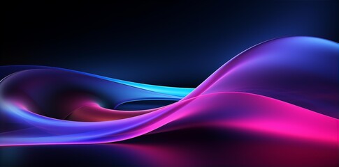 Wall Mural - 3d render, abstract background with colorful neon wavy lines