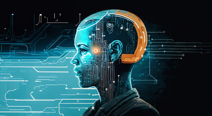 illustration about human and artificial intelligence interaction