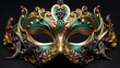 Festive Mardi Gras, Venetian or carnival mask on a dark purple background