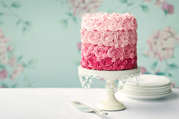 Wall Mural - Pink rose ombre cake