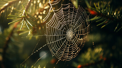 spider web with dew drops HD 8K wallpaper Stock Photographic Image