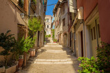 Fototapeta Perspektywa 3d - Street scene in old mediterranean town of Rovinj, Croatia.