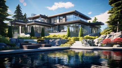 Wall Mural - Luxury house at sunny day in Vancouver