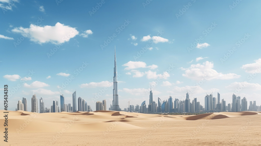 Desert in dubai city background.