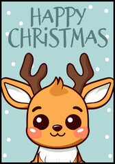 Wall Mural - Reindeer Themed Vector Winter Animals on Merry Christmas Cards and Posters