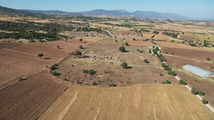 Wall Mural - Aerial view of Sapinuva Archaeological Site in Corum. 4K Footage in Turkey