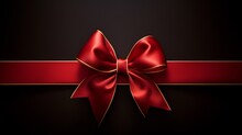  A Vibrant Red Ribbon And A Golden Bow Steal The Spotlight In This High-definition Photo. Isolated On A Transparent Canvas