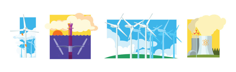 Poster - Natural Resources and Environment Power Generation Vector Set