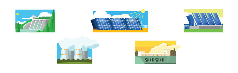 Poster - Natural Resources and Environment Power Generation Vector Set