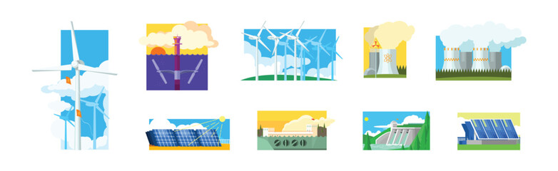 Poster - Natural Resources and Environment Power Generation Vector Set