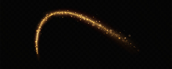 Poster - christmas light effect, sparkling magic dust particles.a trail of golden particles. A trail of stardust. Space sparkling.	