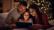 Family Calls Relatives Via Video Chat On Christmas Eve