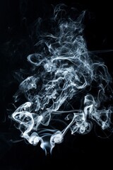 Wall Mural - Abstract white smoke swirls over black background