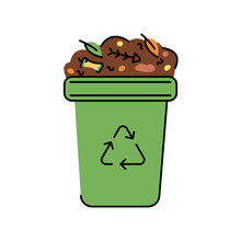 Compost Barrel Color Line Icon. Composting. Vector Isolated Element.