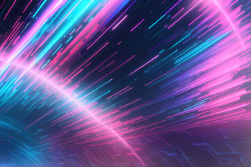 Technological cyber background design, neon light, bright dark illustration, future tech style, Generative AI