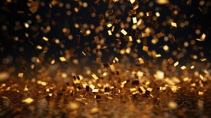 Shower of 3D Golden Confetti: Enhance your projects with our isolated 3D gold party popper and stunning golden confetti collection.