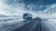 Winter Wonderland Road: A picturesque snowy road winds through a pristine landscape, capturing the serene beauty and challenges of winter travel