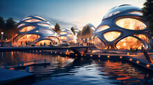 Futuristic Architectural Concept With Floating Structures