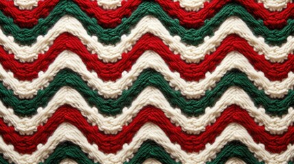 Wall Mural - Knitted Christmas Ugly sweater background in white, red, green colors. Knit print. Knitted Xmas sweater texture wallpaper. Merry Christmas Happy New Year concept..