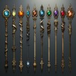 set of magic wands game assets