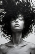 © Cheport - Gorgeous woman portrait, artistic illustration in black and white, artistic poster
