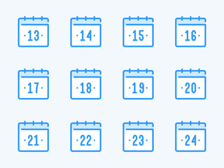 Wall Mural - Calendar dates vector line icons. Calendar, Schedule and Timetable outline icon set. Days from 13 to 24.