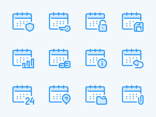 Poster - Calendar, Timetable and Date vector line icons. Schedule, Event and Appointment outline icon set. Report, Save, File, Folder, Access, Login and more.