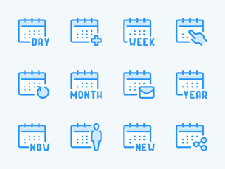 Poster - Calendar, Timetable and Date vector line icons. Schedule, Event and Appointment outline icon set. Day, Month, Week, Share, Restore, Notification and more.