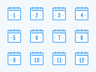 Poster - Calendar dates vector line icons. Calendar, Schedule and Timetable outline icon set. Days from 1 to 12.