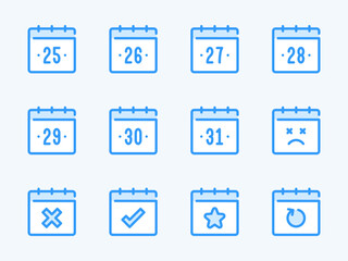 Poster - Calendar dates vector line icons. Calendar, Schedule and Timetable outline icon set. Days from 25 to 31.