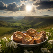 Yorkshire puddings seen in the famous country landscape