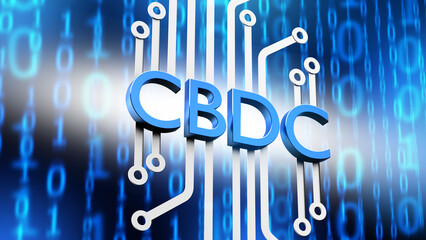 Poster - CBDC money. Central bank digital currency. Electronic money. CBDC finance. Digital economy. CBDC cryptocurrency. Blockchain financial. State cryptocurrency. Digital currency government. 3d image