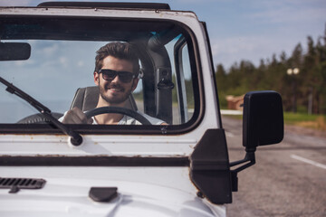 Canvas Print - Man driving a car