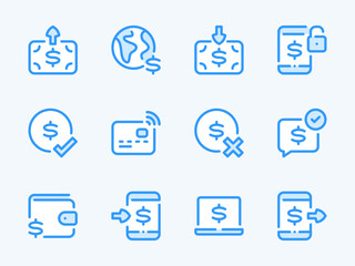 Poster - money, dollar and finance vector line icons. payment method and online payment outline icon set. mon