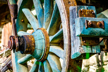 Wall Mural - antique wooden wheel - close up