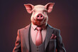 Greedy Pig City Finance Financial Sector Evil Banker money Mob Boss Dark Background Stylised Illustration