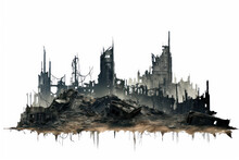 Ruin, Skyscraper Destroyed, Apocalypse, Isolated On Transparent Backgrounds, Png File