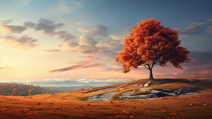  autumn landscape with trees and sky. create using a generative ai tool 