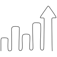 Poster - Growing arrow graph continuous line drawing. Vector illustration isolated on white.