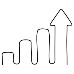 Poster - Growing arrow graph continuous line drawing. Vector illustration isolated on white.