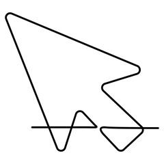 Poster - Mouse cursor continuous line drawn. Arrow pointer linear symbol. Vector illustration isolated on white.