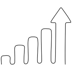 Poster - Growing arrow graph continuous line drawing. Vector illustration isolated on white.